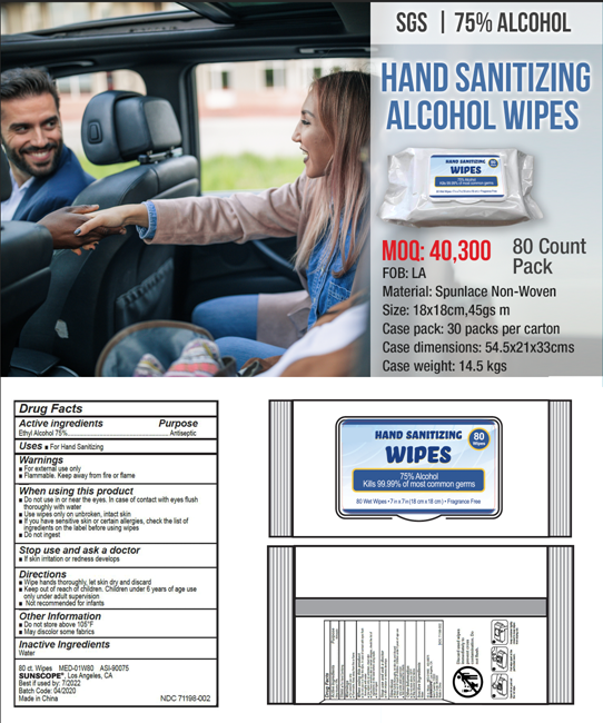 SANITIZING WIPES:  80 Per Pack with 75% Alcohol
